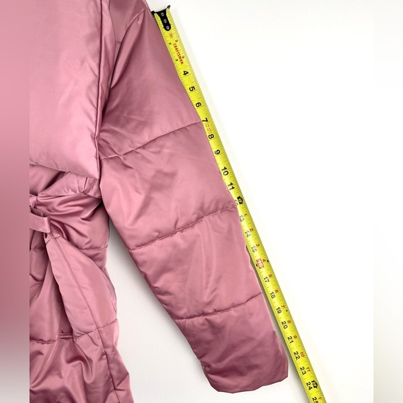 AVEC LES FILLES Pink Puffer Wrap Jacket, Small, Thermal Puff Coat, Dusty Rose - Picture 8 of 16